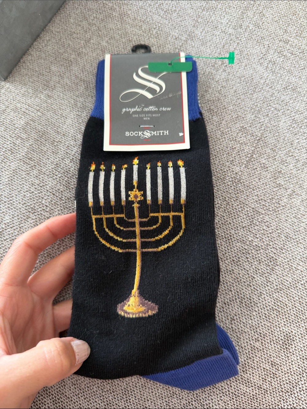 🗽SockSmith Mens Black Socks with Menorah Design